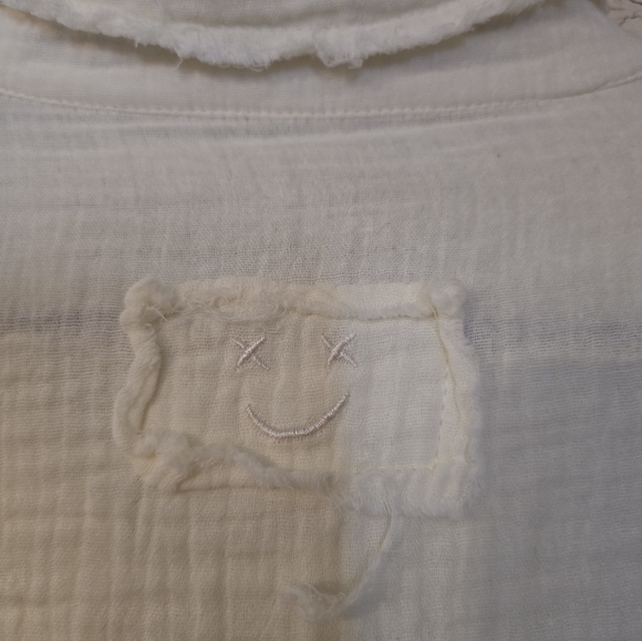 POL Oversize Boho Style Knit Sleeve Button-Down Shirt Blouse Small Fits Up 2 LG - Picture 7 of 7